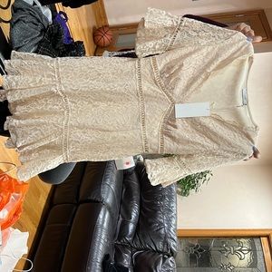 Flower lace off white summer dress